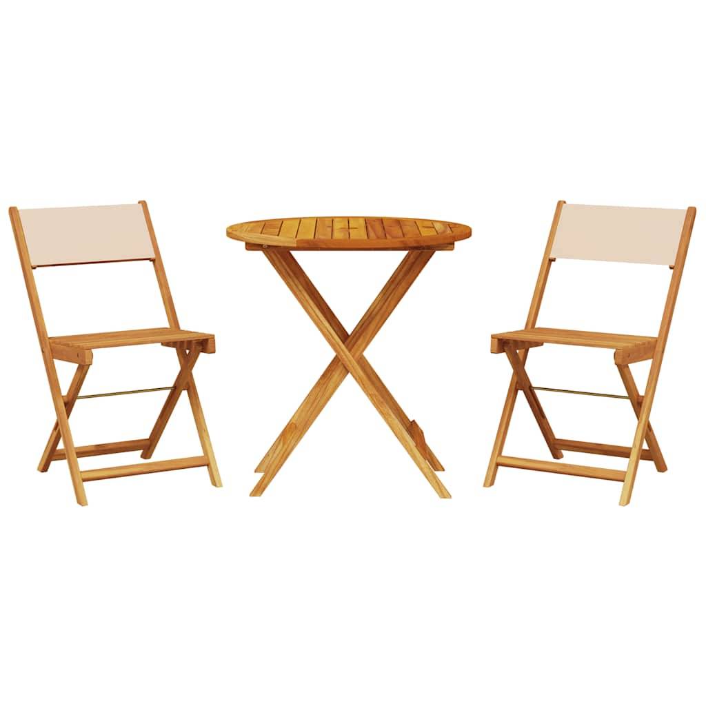 Vidaxl - Ensemble de bistro 3 pcs-Salons de jardin beige tissu et bois massif 285013 - Image 2