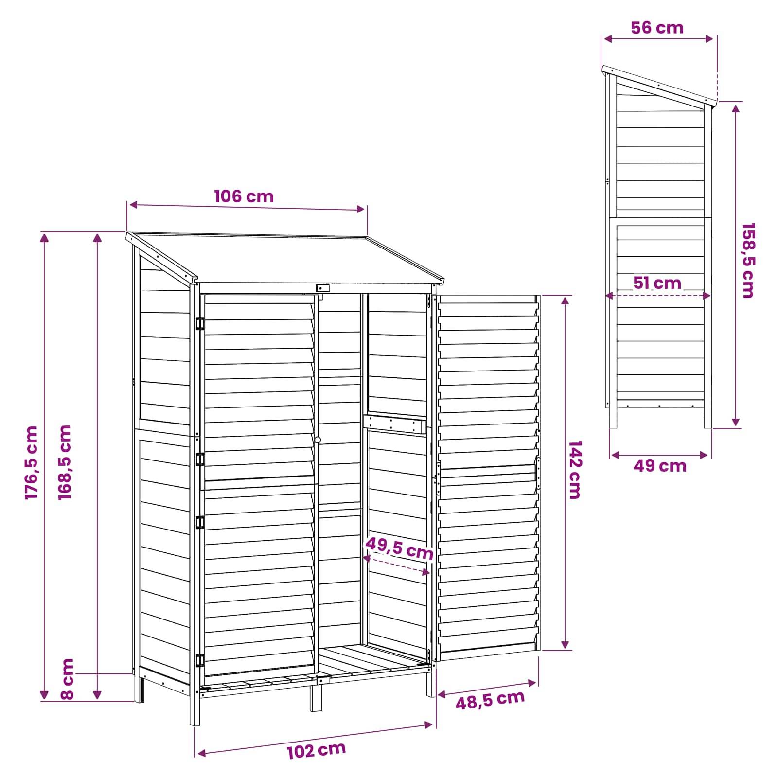 Vidaxl - Abri de jardin Marron 106 x 56 x 176,5 cm Bois de Sapin Massif vidaXL 42033467 - Image 3