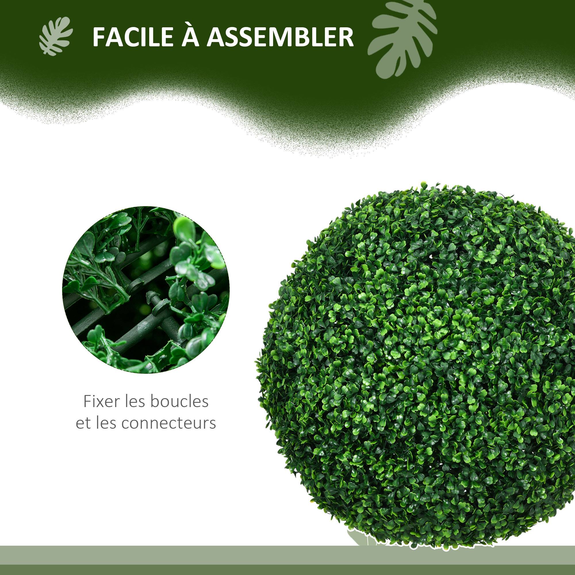Lot de 2 boules de buis artificielles de 50 cm décoration pour intérieur ou extérieur vert - Image 7