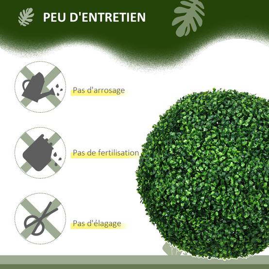 Lot de 2 boules de buis artificielles de 50 cm décoration pour intérieur ou extérieur vert - Image 8