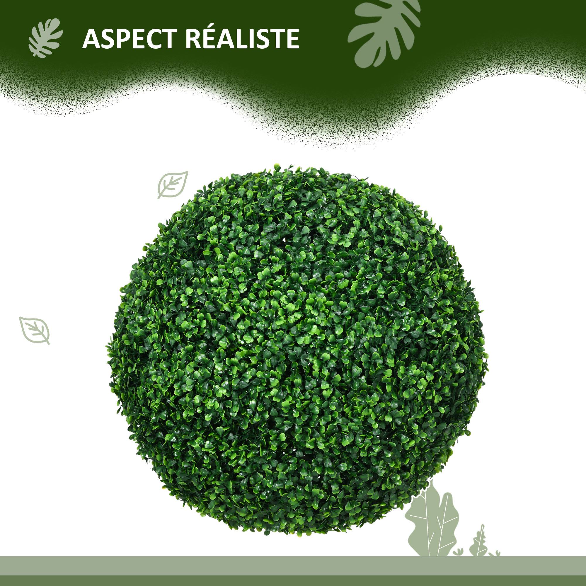 Lot de 2 boules de buis artificielles de 50 cm décoration pour intérieur ou extérieur vert - Image 6