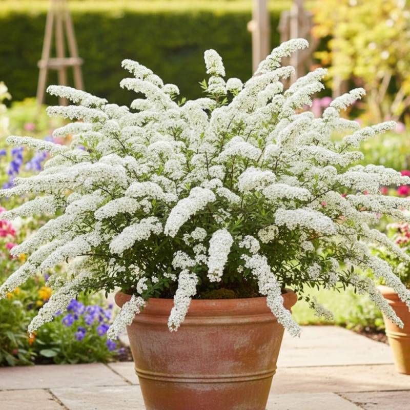 Spirée dentelée Grefsheim, Spiraea à fleurs Blanche - feuillage Caduc - Pot de 4L - 40/60 cm-  hauteur à maturité De 1,00 m à 1,50 m - Imagen 4