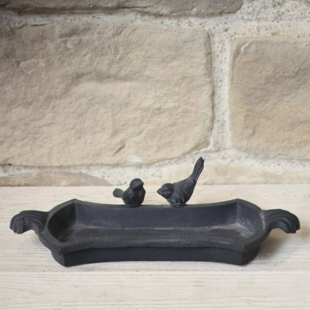 Mangeoire à oiseaux abreuvoir jardin fonte grise 30cm Chemin de campagne - Imagen 4