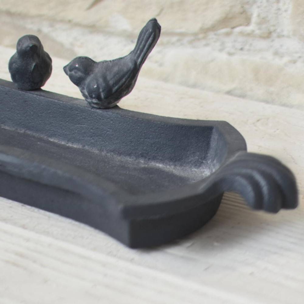 Mangeoire à oiseaux abreuvoir jardin fonte grise 30cm Chemin de campagne - Imagen 5