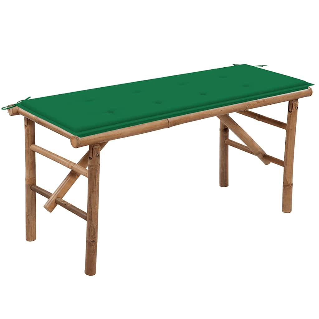 Banc de jardin | Banquette De Jardin | Banc Extérieur pliable avec coussin 118 cm Bambou Maison Chic - Image 2