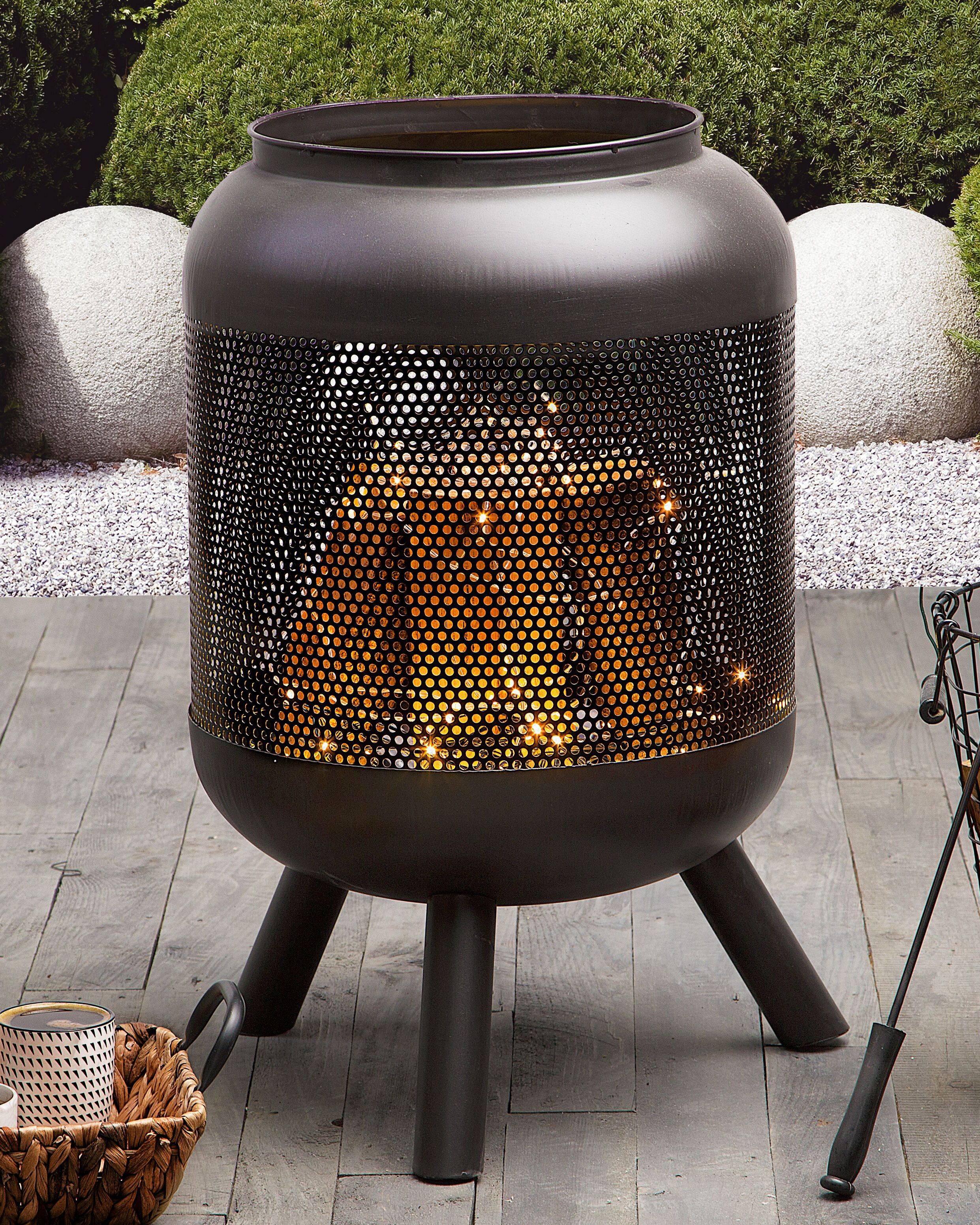 Beliani - Braséro de Jardin en Acier de Forme Cylindrique Diamètre 45 cm avec Tisonnier et au Design Traditionnel Beliani - Imagen 2