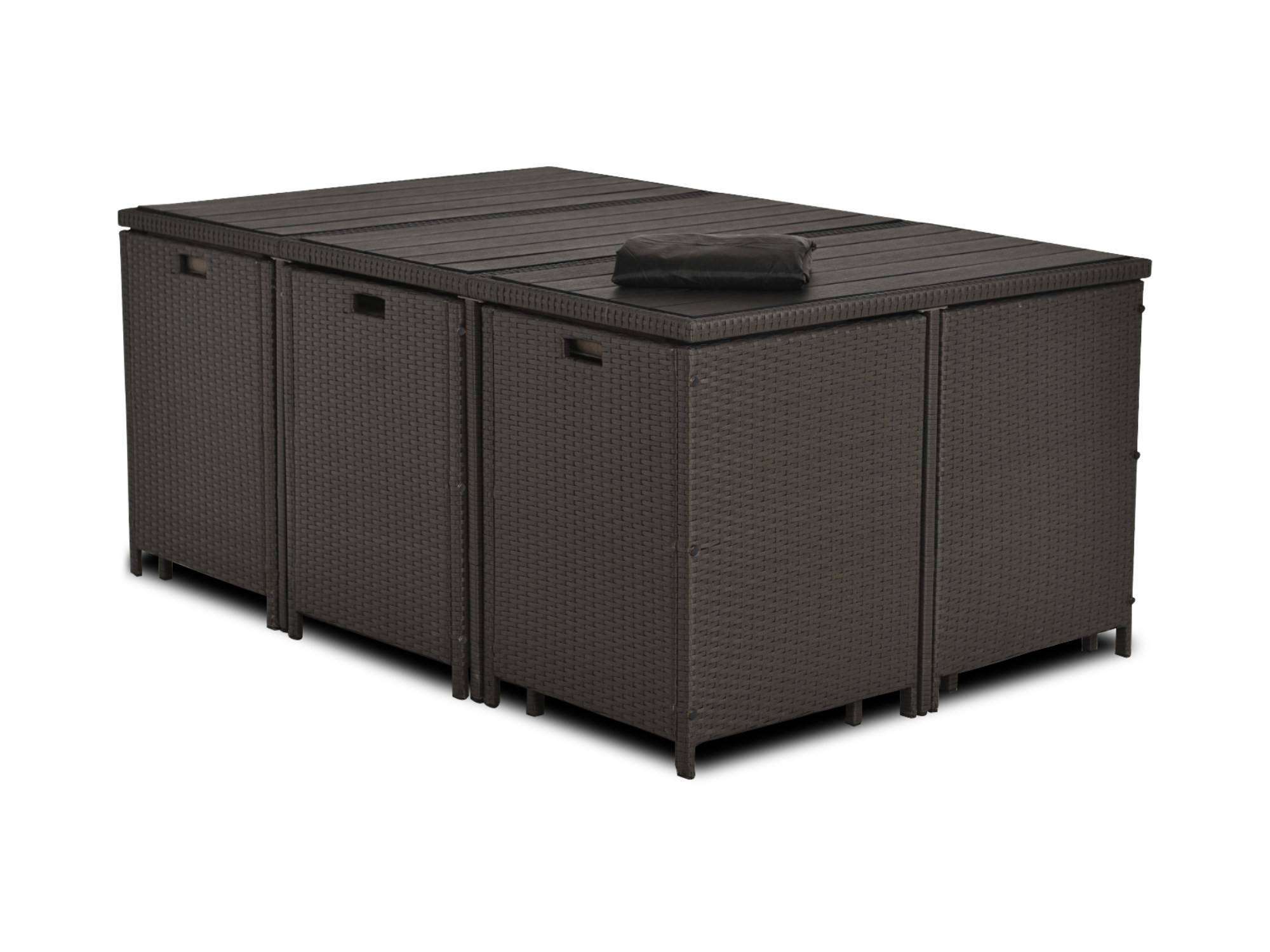 Best Mobilier - Sunny - salon de jardin encastrable 10 places - en résine tressée, plateau polywood - avec housse de protection - Best Mobilier - Imagen 8