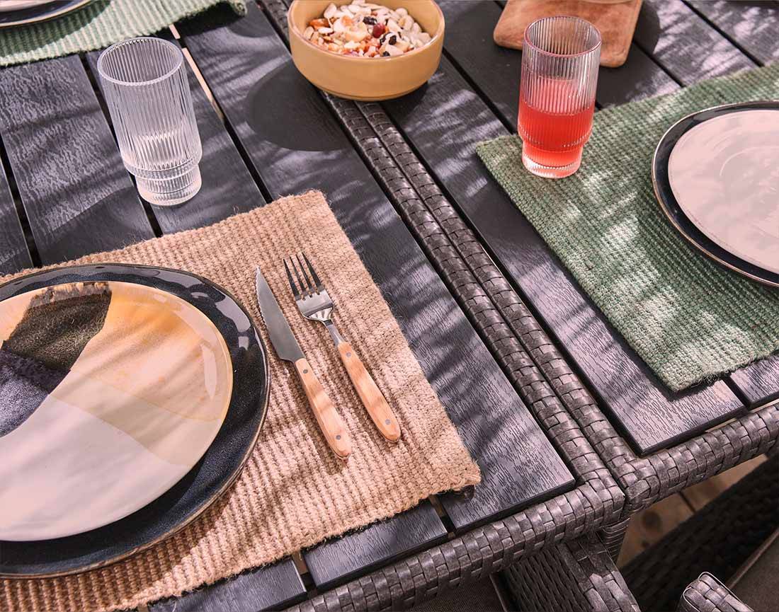 Best Mobilier - Sunny - salon de jardin encastrable 10 places - en résine tressée, plateau polywood - avec housse de protection - Best Mobilier - Imagen 6