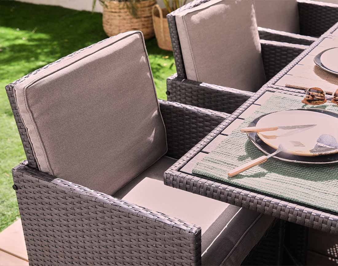 Best Mobilier - Sunny - salon de jardin encastrable 10 places - en résine tressée, plateau polywood - avec housse de protection - Best Mobilier - Imagen 3