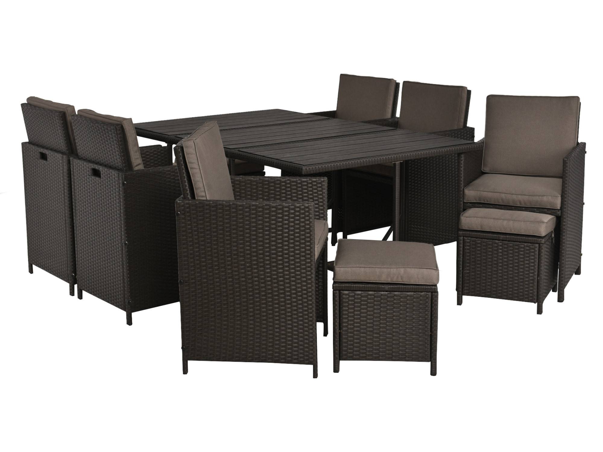Best Mobilier - Sunny - salon de jardin encastrable 10 places - en résine tressée, plateau polywood - avec housse de protection - Best Mobilier - Imagen 1