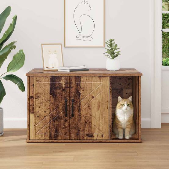ComfortXL - Maison Chat Bois Ancien Bois Ingénierie Niche Rétro 85x55cm - ComfortXL Outdoor Living - Image 4