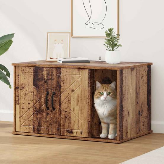 ComfortXL - Maison Chat Bois Ancien Bois Ingénierie Niche Rétro 85x55cm - ComfortXL Outdoor Living - Image 1