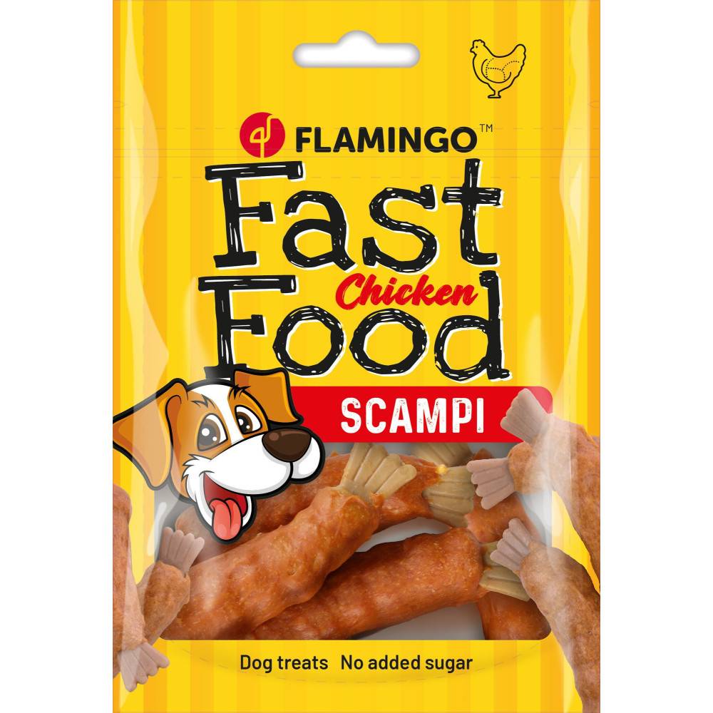 Flamingo - Flamingo - Friandises Fast Food Scampi avec poulet 120 g pour chien - Imagen 1
