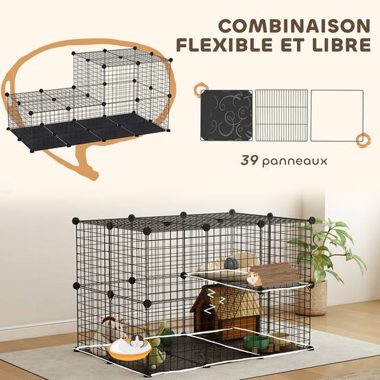 Enclos modulable acier petits animaux 3 niveaux avec rampes 70x105cm noir - ComfortXL Outdoor Living - Image 6