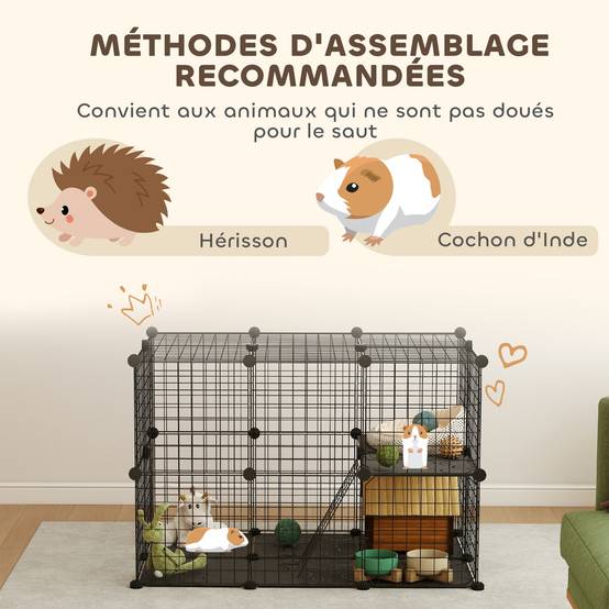 Enclos modulable acier petits animaux 3 niveaux avec rampes 70x105cm noir - ComfortXL Outdoor Living - Image 8