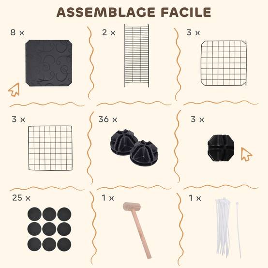 Enclos modulable acier petits animaux 3 niveaux avec rampes 70x105cm noir - ComfortXL Outdoor Living - Image 7