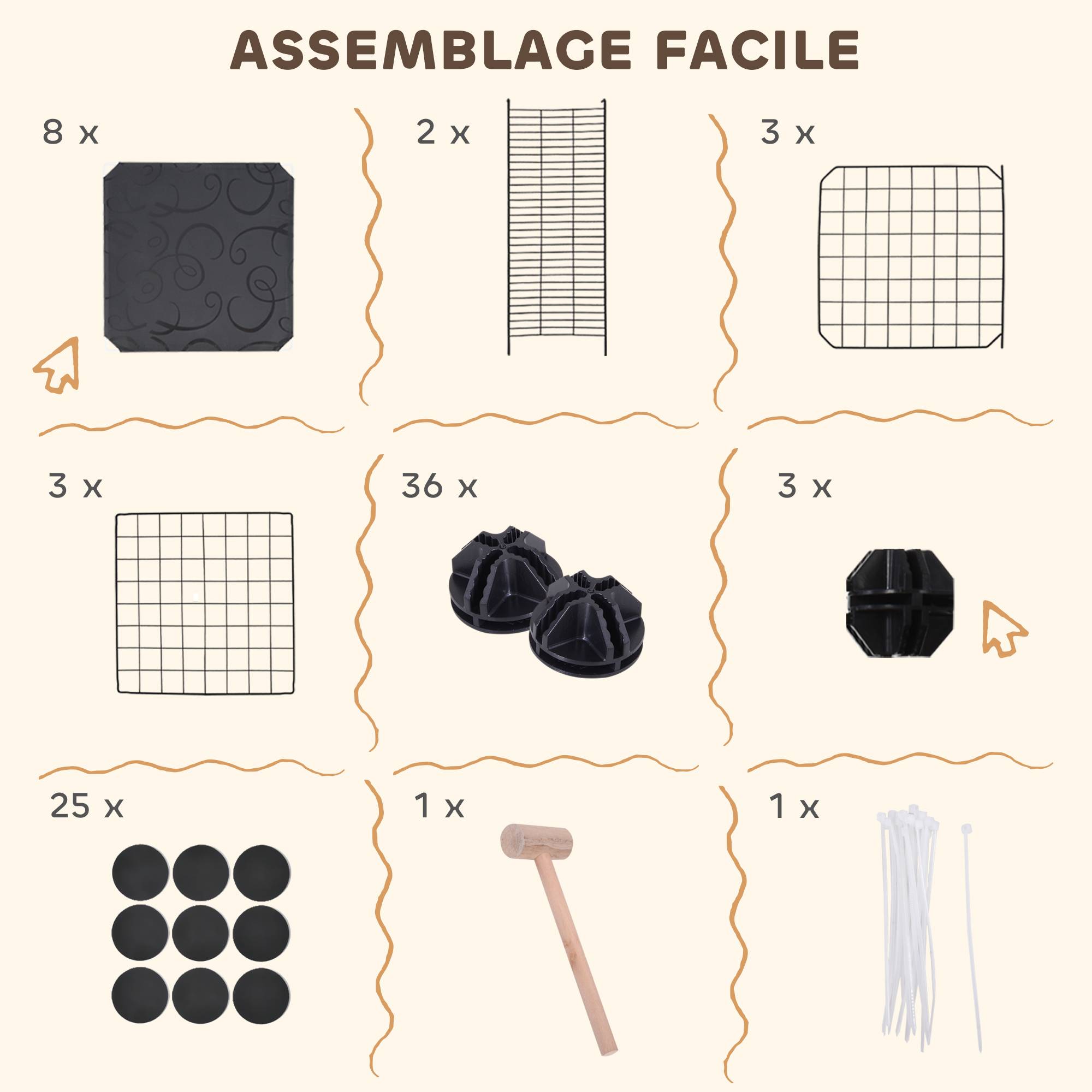 Enclos modulable acier petits animaux 3 niveaux avec rampes 70x105cm noir - ComfortXL Outdoor Living - Image 7