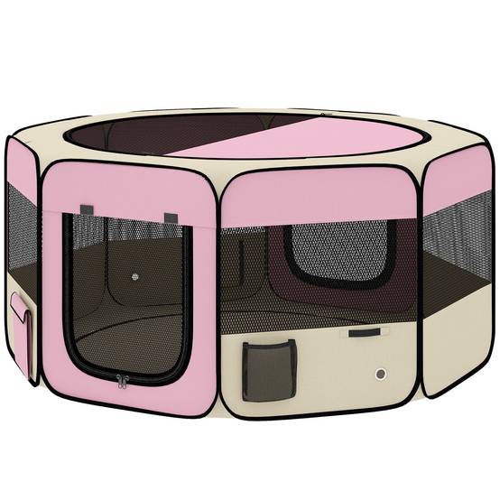 Parc pliable pour chiens et chats, parc portable pour petits animaux, tissu Oxford imperméable, Ø90 x 41 cm, rose - Image 2