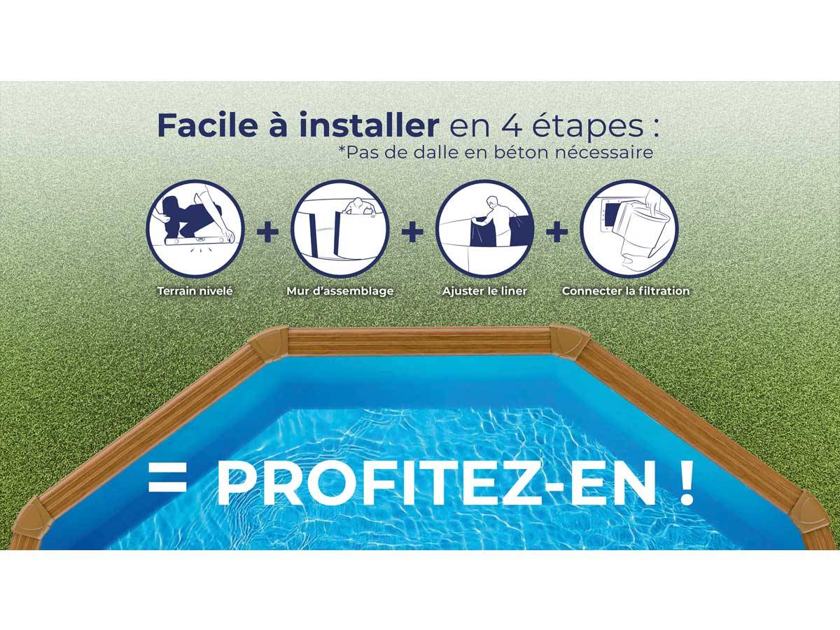 Gré - Kit piscine acier aspect bois Gré Mauritius ovale 7,44 x 3,99 x 1,32 m + Bâche hiver - Imagen 9