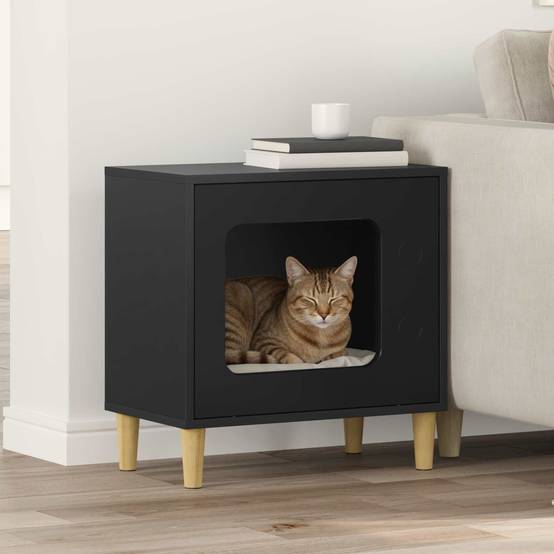 Vidaxl - Maison pour chat Noir 51 x 30 x 52 cm Bois d'ingénierie vidaXL 8000654 - Image 1