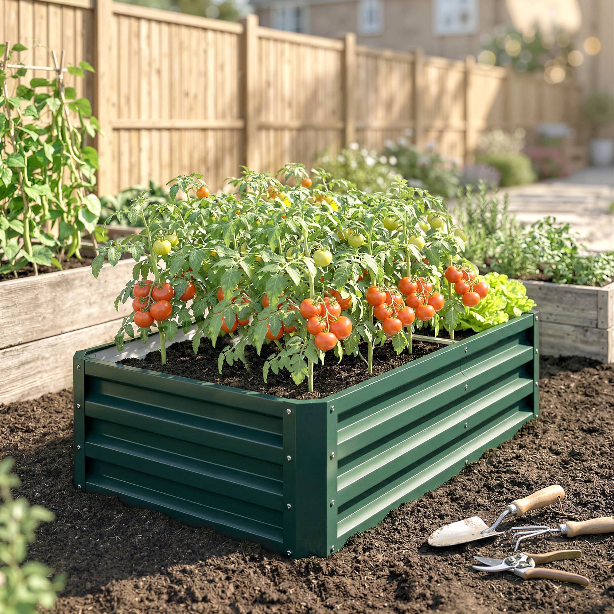 PANGIVO - Carré potager acier galvanisé vert foncé 120 x 60 x 30.5 cm - PANGIVO - Image 9