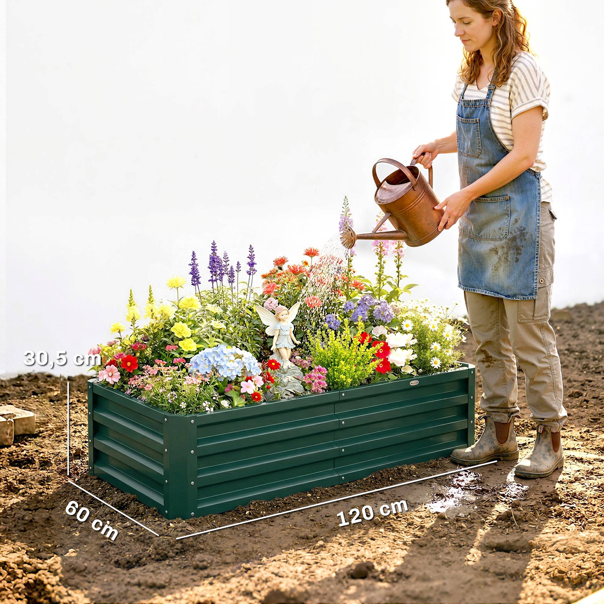 PANGIVO - Carré potager acier galvanisé vert foncé 120 x 60 x 30.5 cm - PANGIVO - Image 5