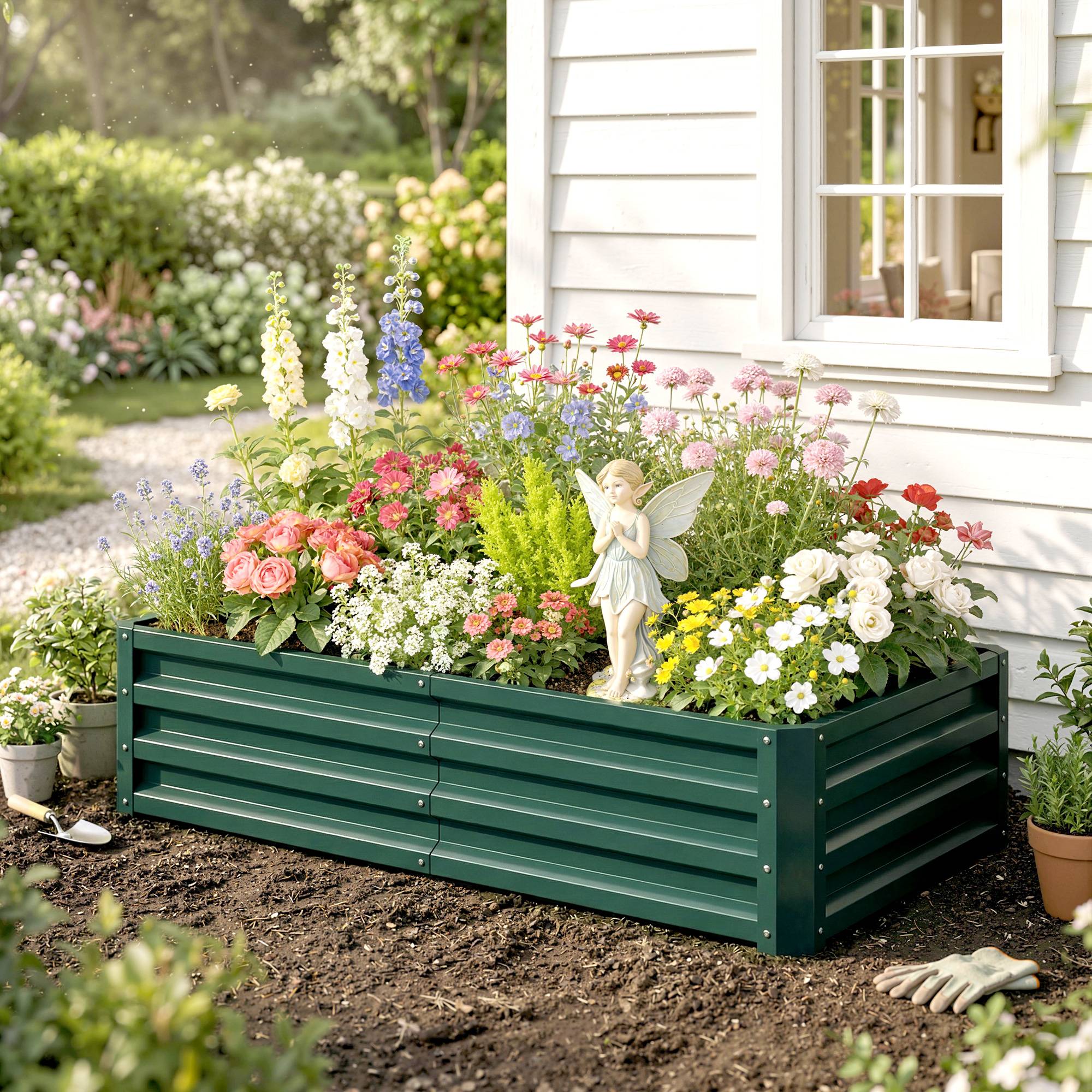 PANGIVO - Carré potager acier galvanisé vert foncé 120 x 60 x 30.5 cm - PANGIVO - Image 10