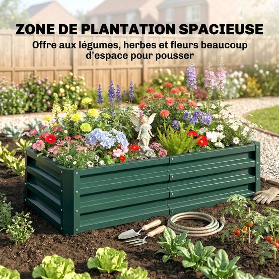 PANGIVO - Carré potager acier galvanisé vert foncé 120 x 60 x 30.5 cm - PANGIVO - Image 6