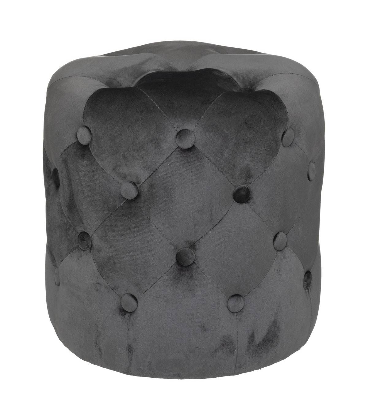 Pouf en Velours Capitonné Gris Ardoise 38 x 38 cm - Imagen 1