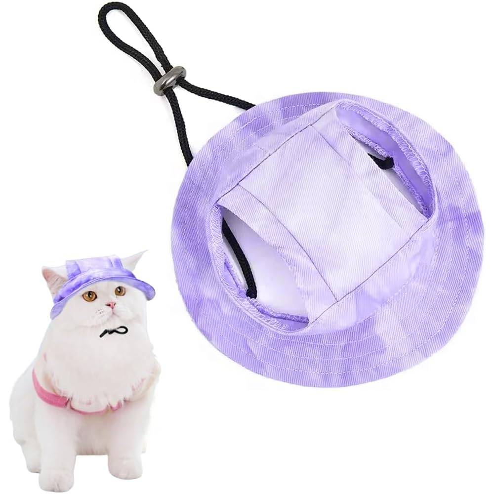 Chapeau de princesse pour chien - Bord large, réglable - Protection solaire - Taille unique (3-5,5 kg) -violet- Living123
