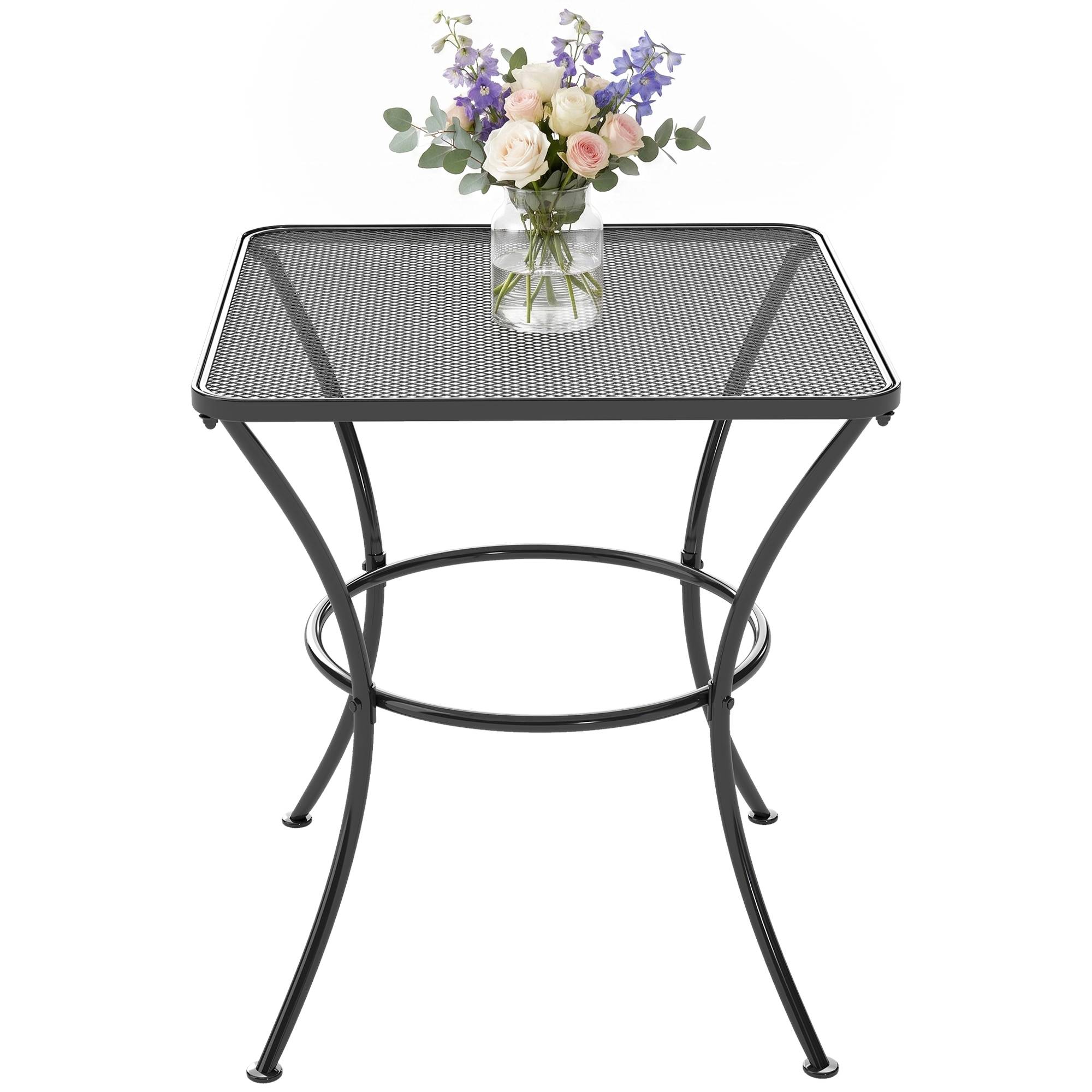 Sans Marque - Table jardin carrée acier plateau perforé 45x45x50 cm noire - Image 2