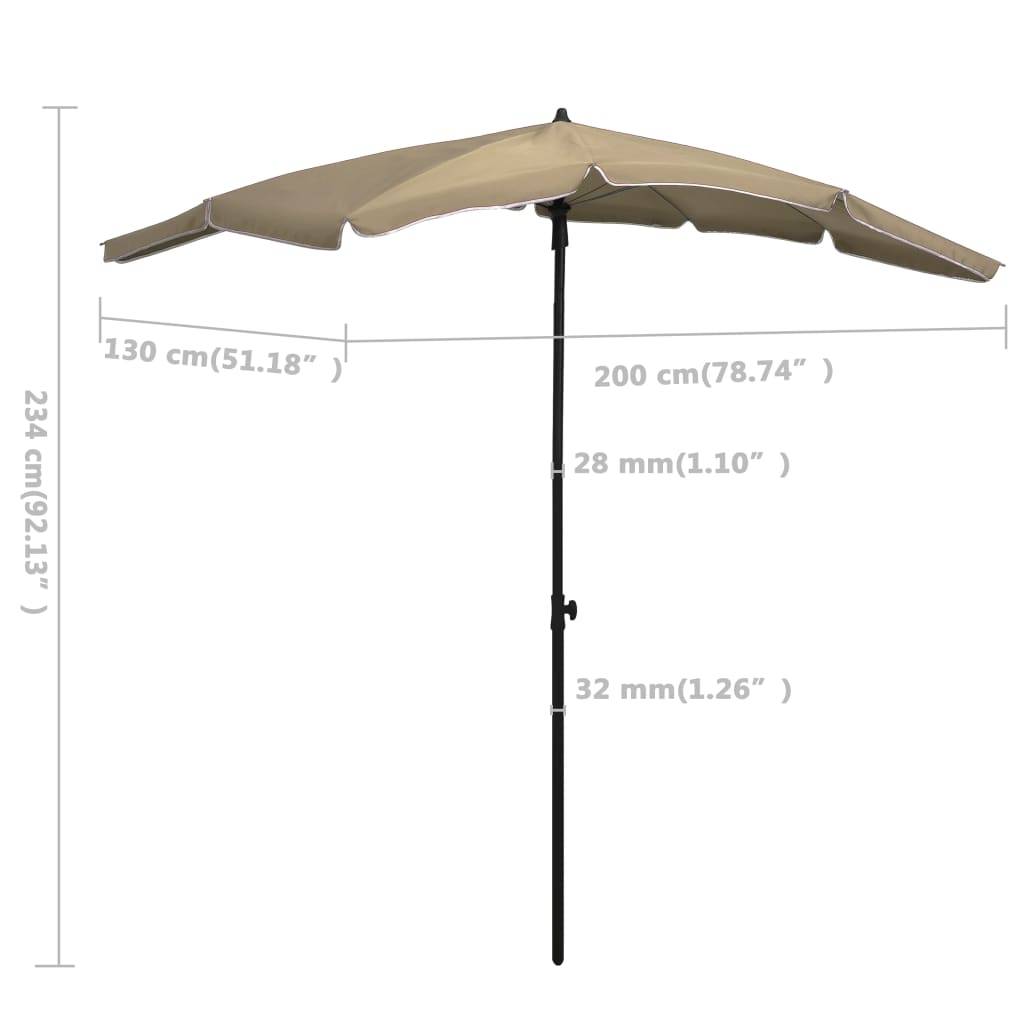 Helloshop26 - Parasol de jardin avec mât 200 x 130 cm taupe - Imagen 6