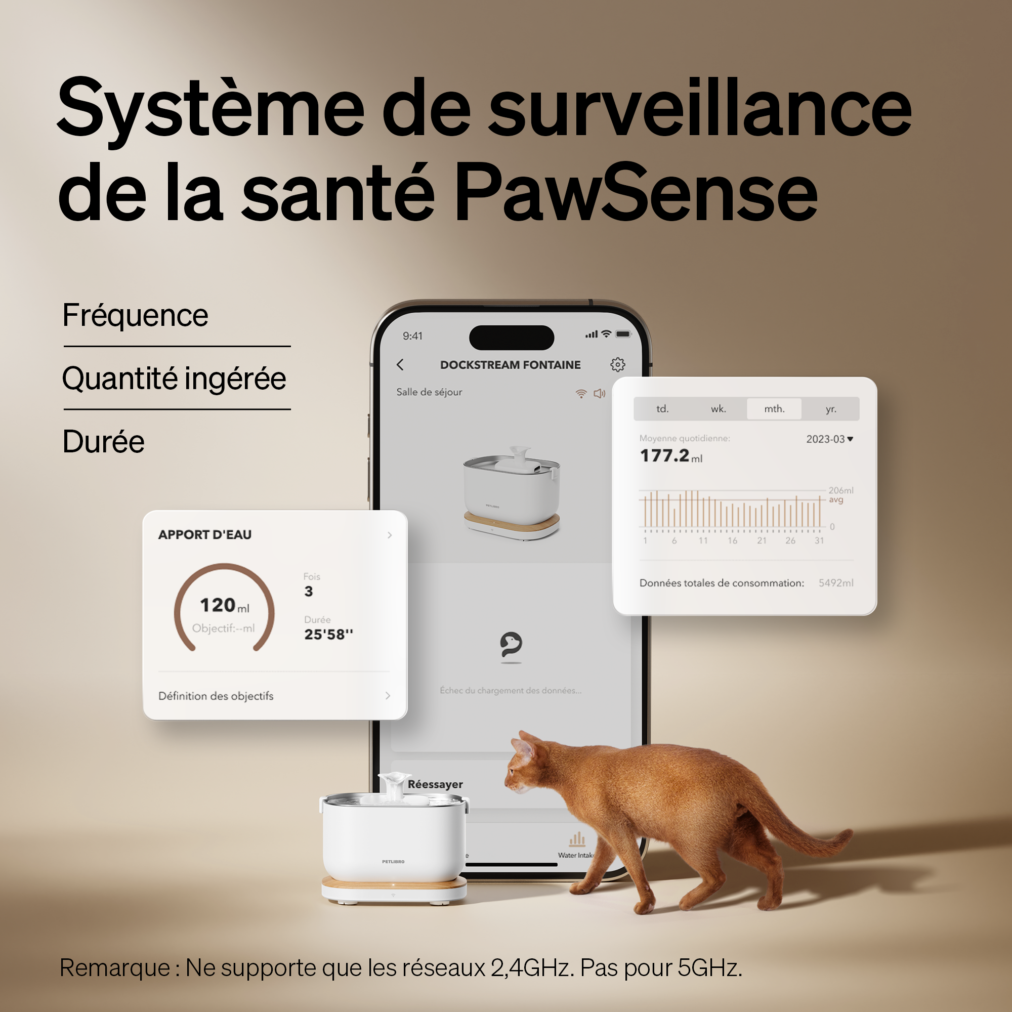 Petlibro Fontaine à eau intelligente Dockstream - Blanche - Image 3