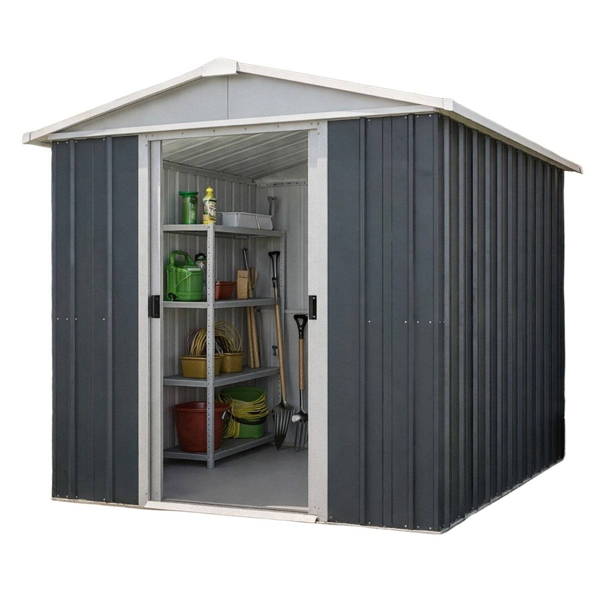 Yardmaster - Abri de jardin métal anthracite Yardmaster 2,3 m² + kit d'ancrage