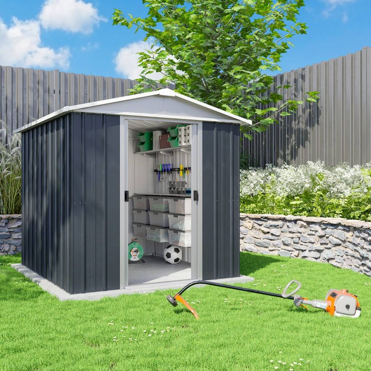 Yardmaster - Abri de jardin métal anthracite Yardmaster 2,3 m² + kit d'ancrage - Image 5