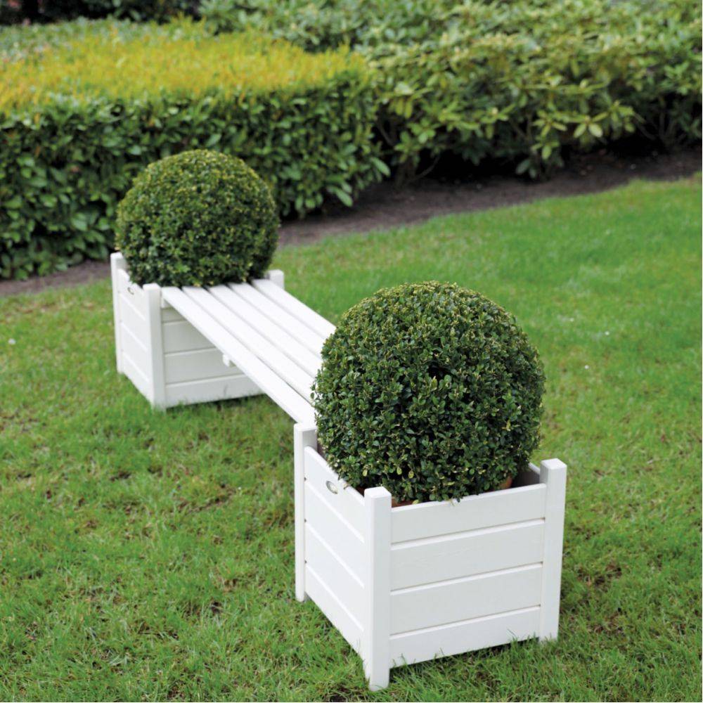 Esschert Design - Bacs à fleurs avec banc intégré en pin Blanc - Imagen 2