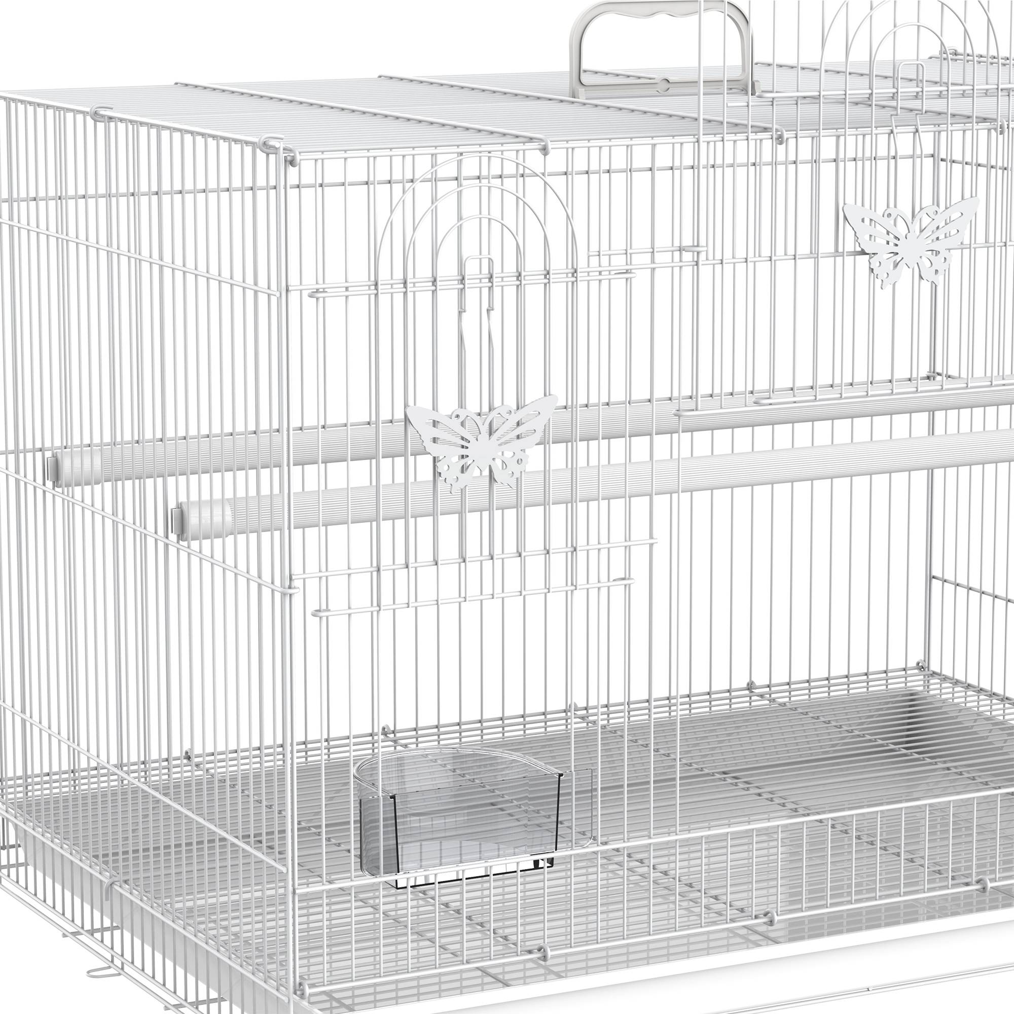 Cage pour oiseaux en métal avec perchoirs, mangeoires et poignée, 60x41x41 cm - Image 10