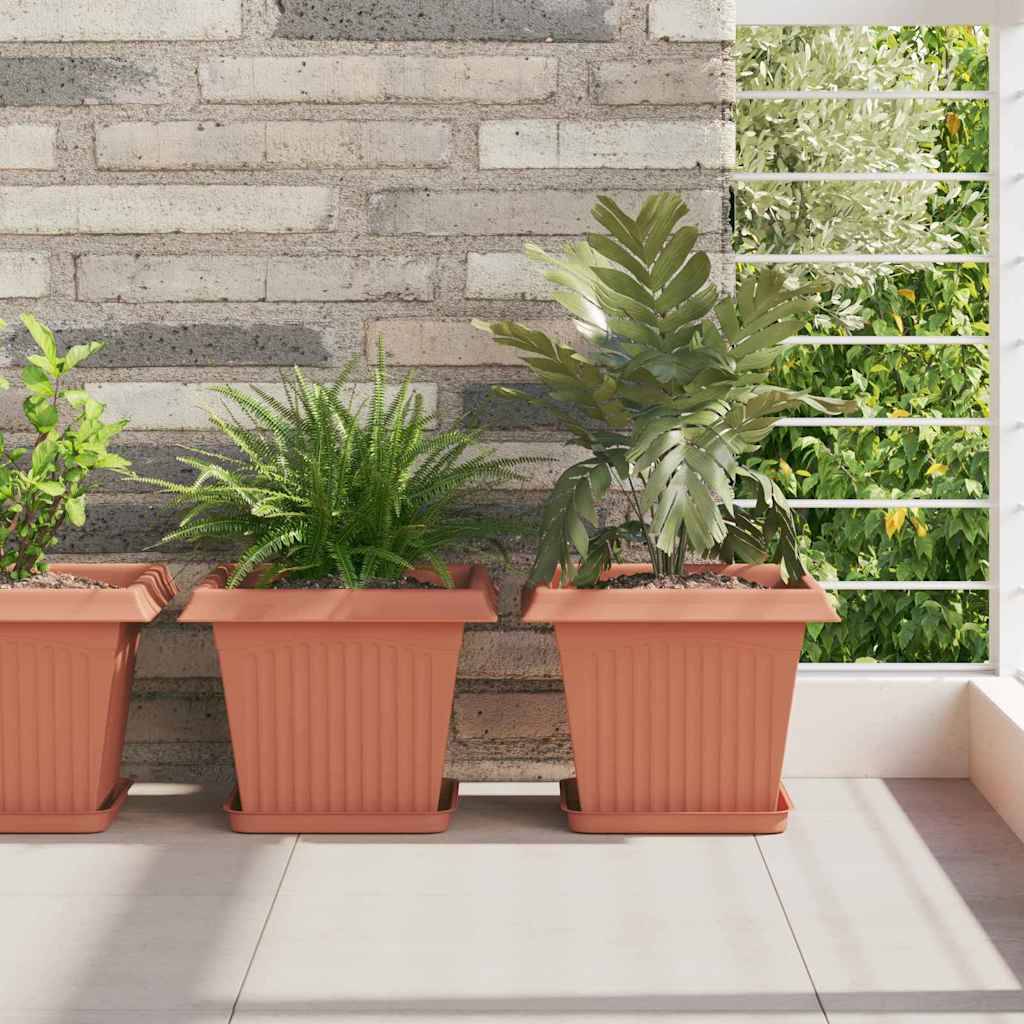 ComfortXL - Grand Lot 24 Jardinières Carrées Plastique Drainage 28,5x28,5x22 cm Rouge brique - ComfortXL Outdoor Living - Image 1