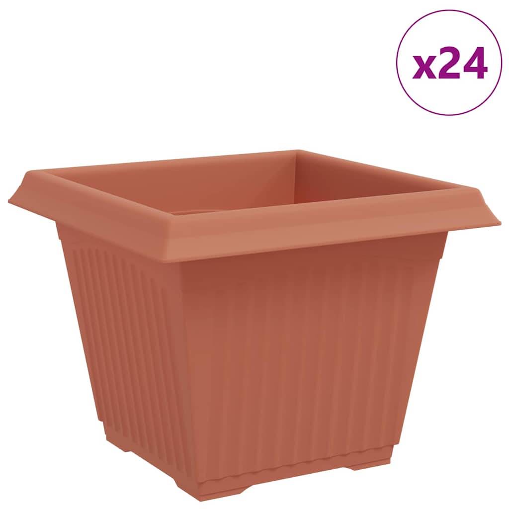 ComfortXL - Grand Lot 24 Jardinières Carrées Plastique Drainage 28,5x28,5x22 cm Rouge brique - ComfortXL Outdoor Living - Image 2