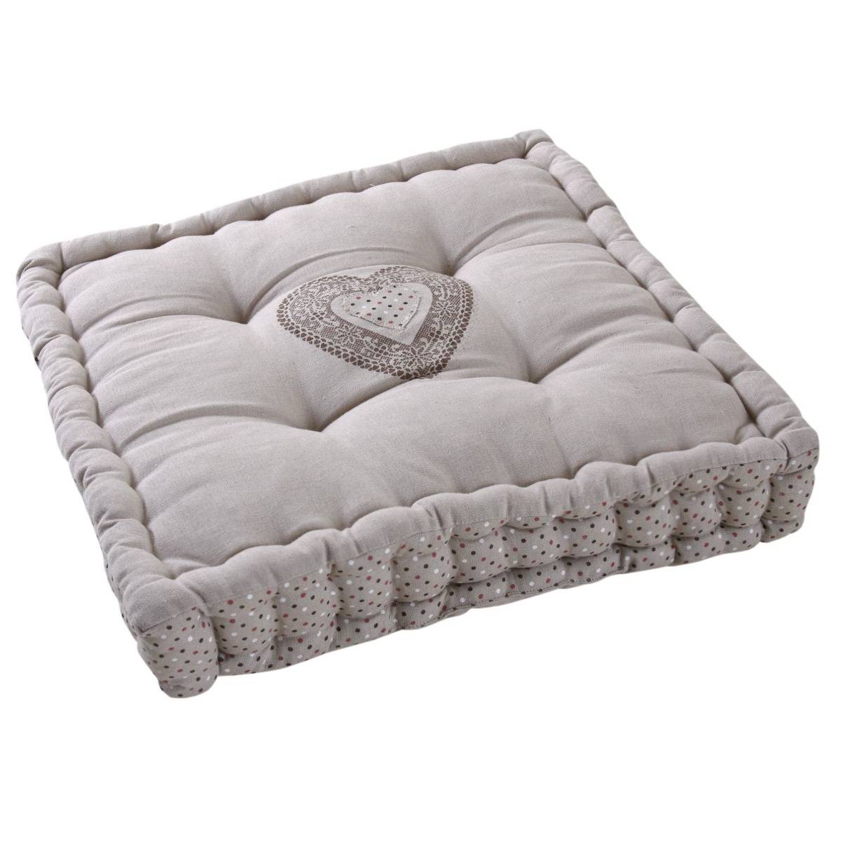 Aubry Gaspard - Coussin carré en coton et lin Coeur - Imagen 1