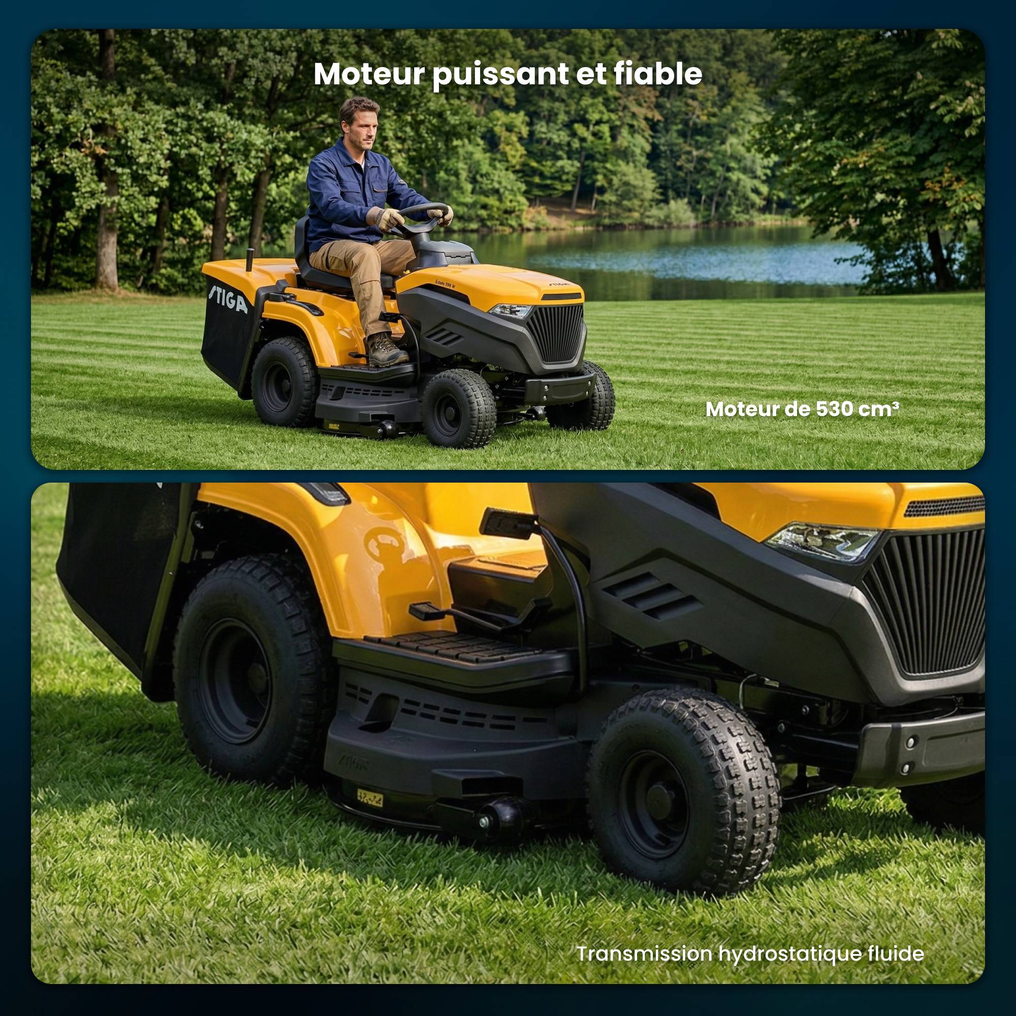 Stiga - Estate 598 W 530 cc, 98 cm – Bac 240 l, Mulching Inclus – Pelouses Jusqu'à 5 500 m² - STIGA - Image 4