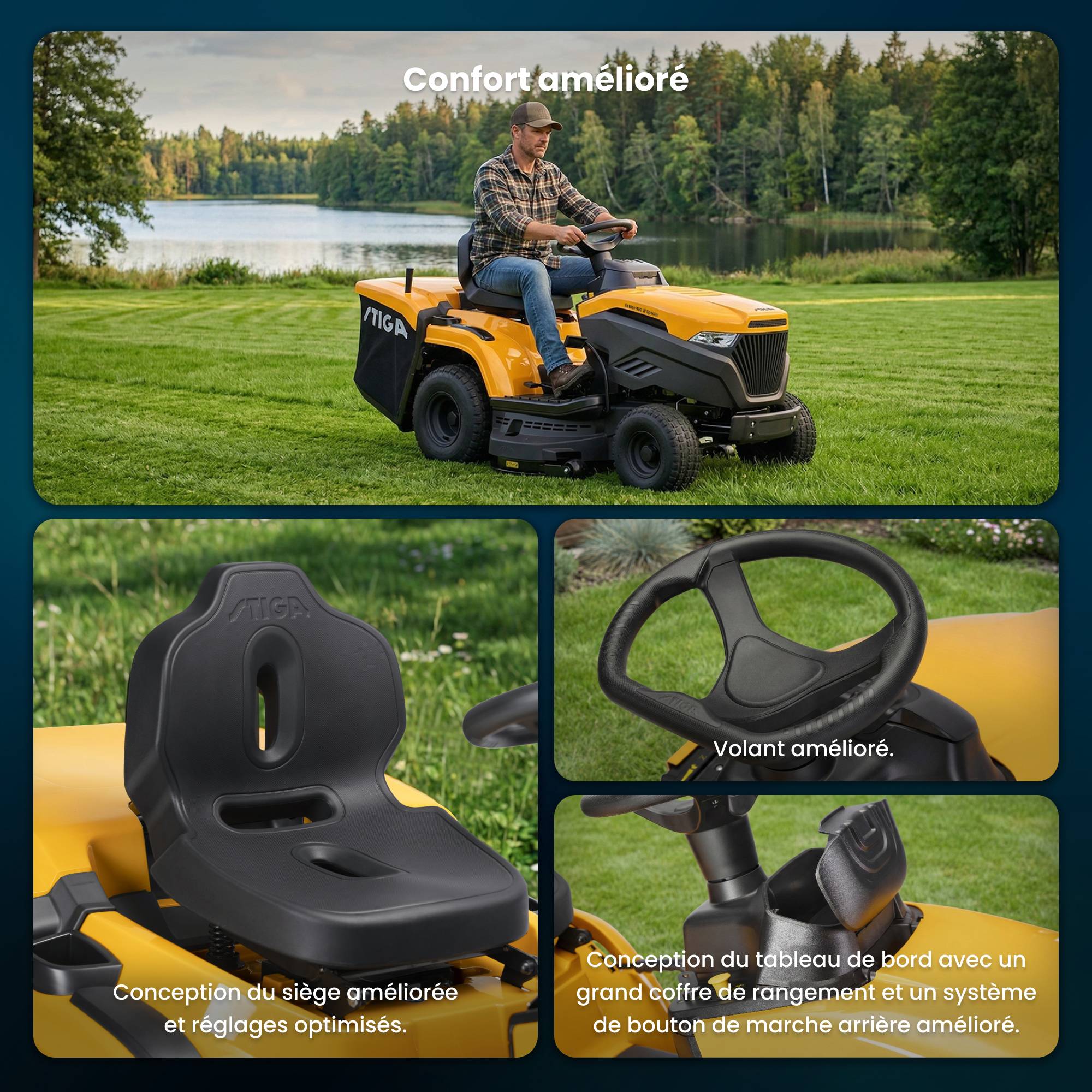 Stiga - Estate 598 W 530 cc, 98 cm – Bac 240 l, Mulching Inclus – Pelouses Jusqu'à 5 500 m² - STIGA - Image 6