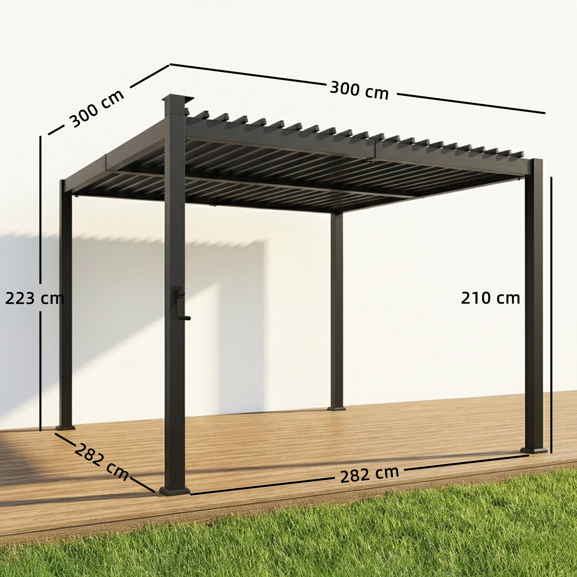 Pergola Bioclimatique Métal pour Terrasse Lames Orientables et LED 3x3m Noir - ComfortXL Outdoor Living - Image 5