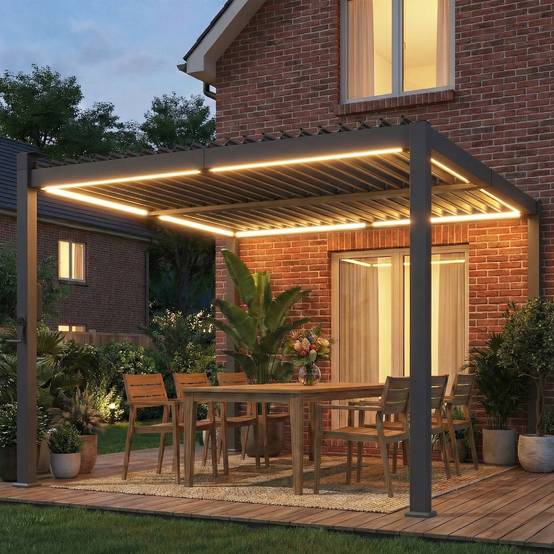 Pergola Bioclimatique Métal pour Terrasse Lames Orientables et LED 3x3m Noir - ComfortXL Outdoor Living - Image 3