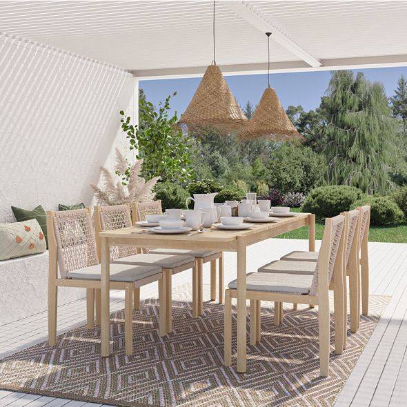 Beau Rivage - Table de jardin SAMOA 210 cm en bois d'acacia blanchi FSC Beau Rivage - Imagen 2
