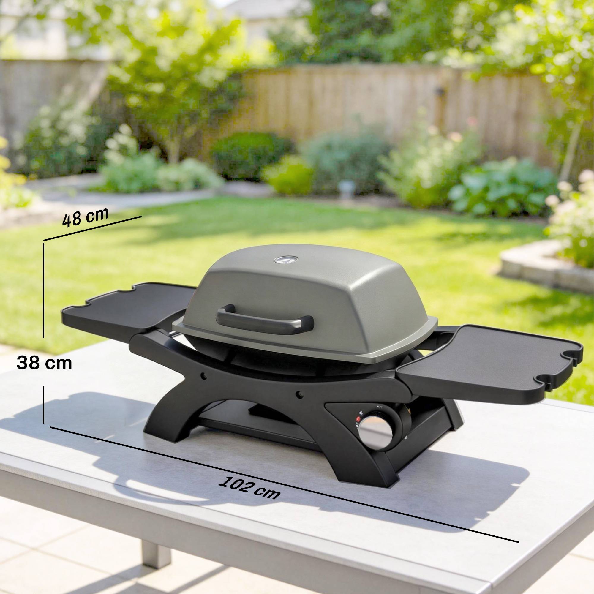 Barbecue à gaz de table acier noir 102 x 48 x 38 cm - PANGIVO - Image 5