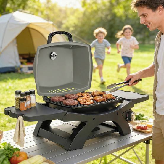 Barbecue à gaz de table acier noir 102 x 48 x 38 cm - PANGIVO - Image 4