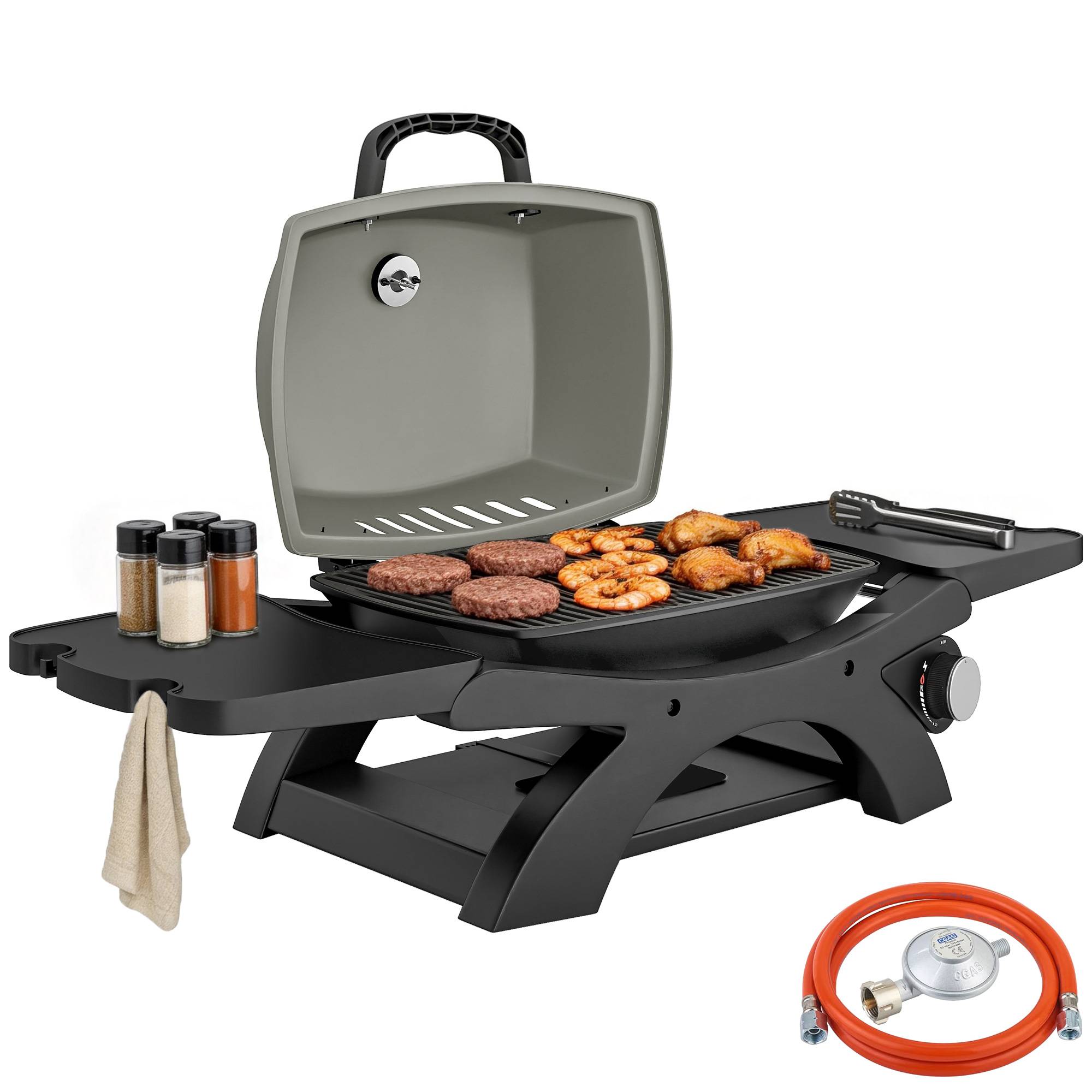 Barbecue à gaz de table acier noir 102 x 48 x 38 cm - PANGIVO - Image 1