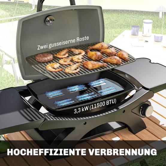 Barbecue à gaz de table acier noir 102 x 48 x 38 cm - PANGIVO - Image 6