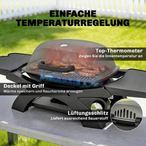 Barbecue à gaz de table acier noir 102 x 48 x 38 cm - PANGIVO - Image 7